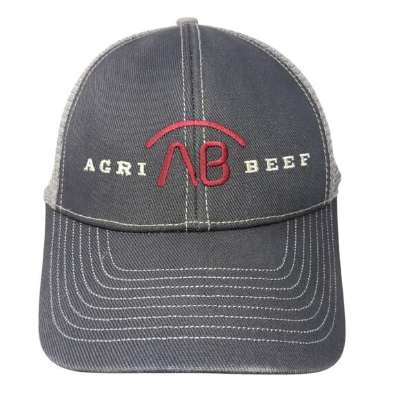 Agri Beef Strapback Trucker Hat Gray One Size Adjustable Embroidered Mesh Back - Picture 1 of 9